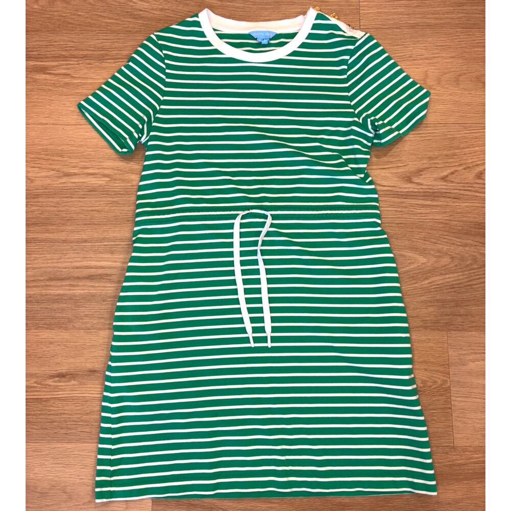Draper James striped short sleeve dress cinched waist 100% cotton womens Small